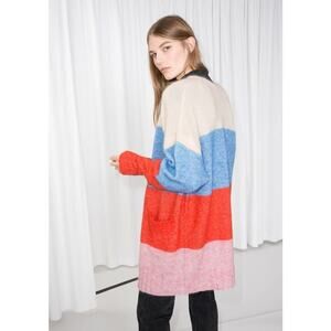 & Other Stories Mohair & Wool Oversized Color Block Cardigan Sz S